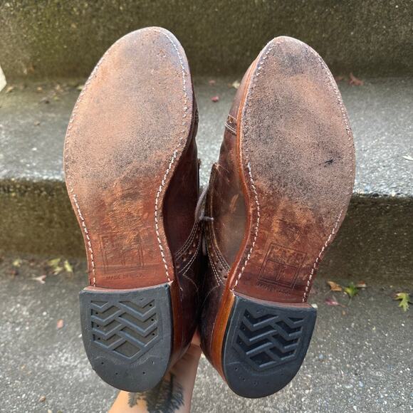 Frye Johnny Brown Wingtip Lace Up Men's Leather Shoes sz 10 - Picture 9 of 14